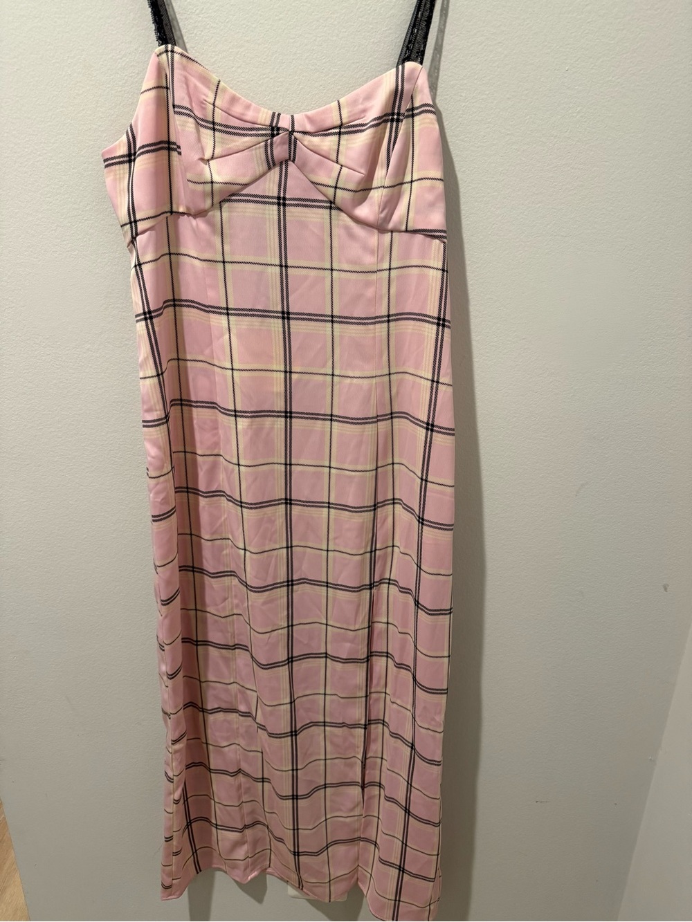 NWT Urban Outfitters Cher Plaid Satin Midi Dress
